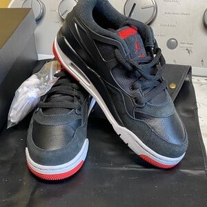 Jordan Men's Black and Red Sneakers with White Soles